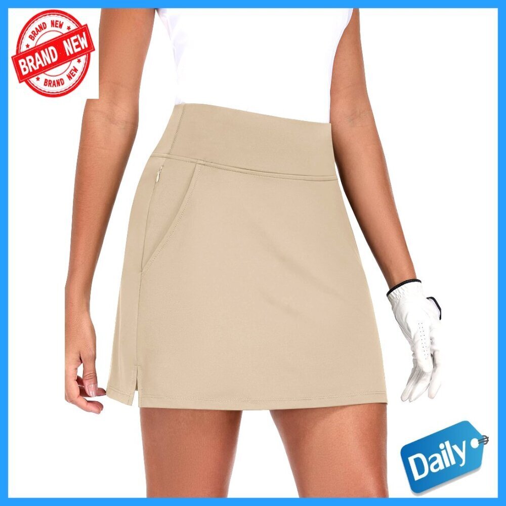 High Waisted Skort with 7 Pockets, Polyester Spandex, Active Wear